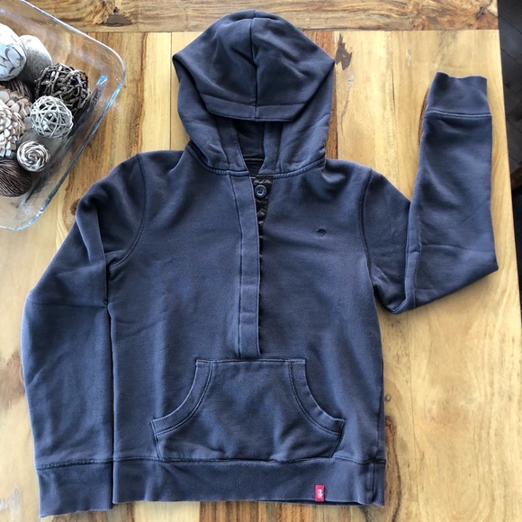 ESPRIT (EDC) -SM- Vintage 3/4 Button Up Hoody in warm chocolate brown - Picture 3 of 9